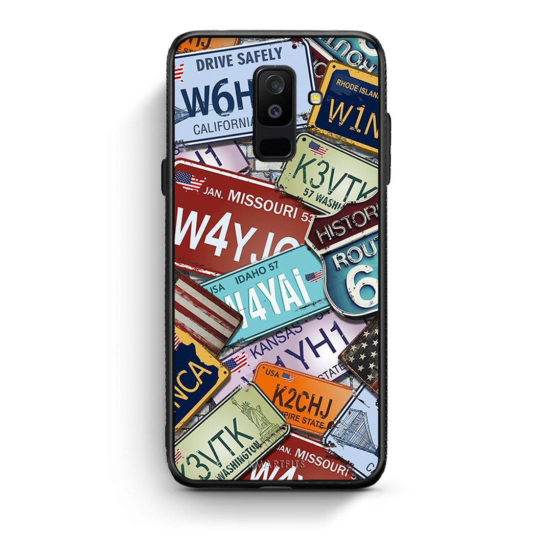 samsung A6 Plus Car Plates θήκη από τη Smartfits με σχέδιο στο πίσω μέρος και μαύρο περίβλημα | Smartphone case with colorful back and black bezels by Smartfits