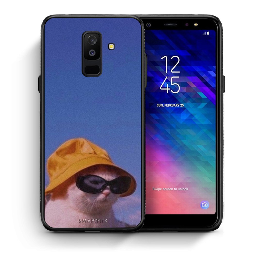 Θήκη Samsung A6+ 2018 Cat Diva από τη Smartfits με σχέδιο στο πίσω μέρος και μαύρο περίβλημα | Samsung A6+ 2018 Cat Diva case with colorful back and black bezels