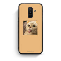 Thumbnail for samsung A6 Plus Cat Tongue θήκη από τη Smartfits με σχέδιο στο πίσω μέρος και μαύρο περίβλημα | Smartphone case with colorful back and black bezels by Smartfits