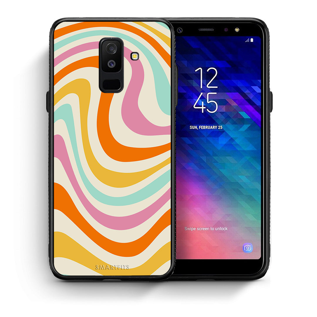 Θήκη Samsung A6+ 2018 Colourful Waves από τη Smartfits με σχέδιο στο πίσω μέρος και μαύρο περίβλημα | Samsung A6+ 2018 Colourful Waves case with colorful back and black bezels
