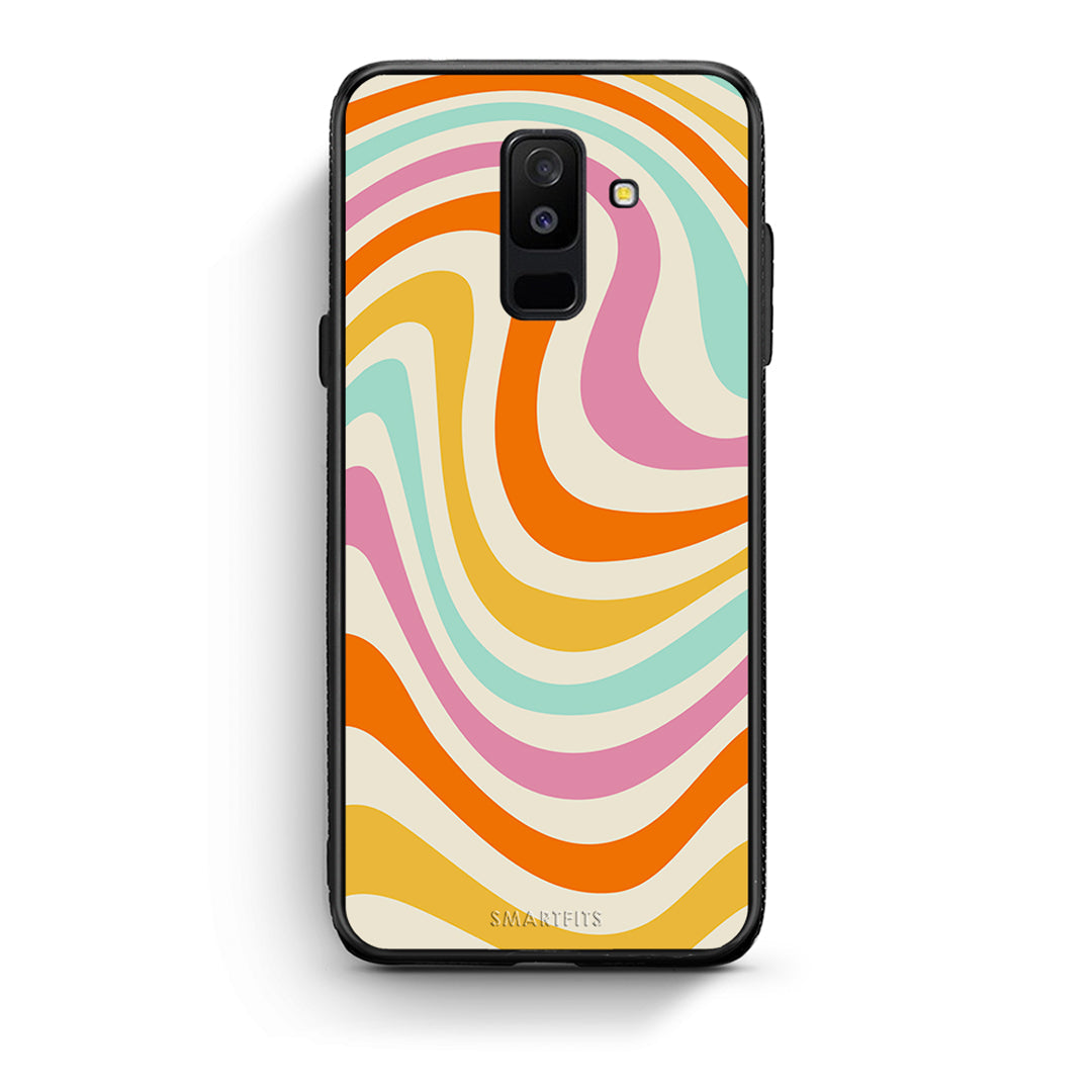 samsung A6 Plus Colourful Waves θήκη από τη Smartfits με σχέδιο στο πίσω μέρος και μαύρο περίβλημα | Smartphone case with colorful back and black bezels by Smartfits