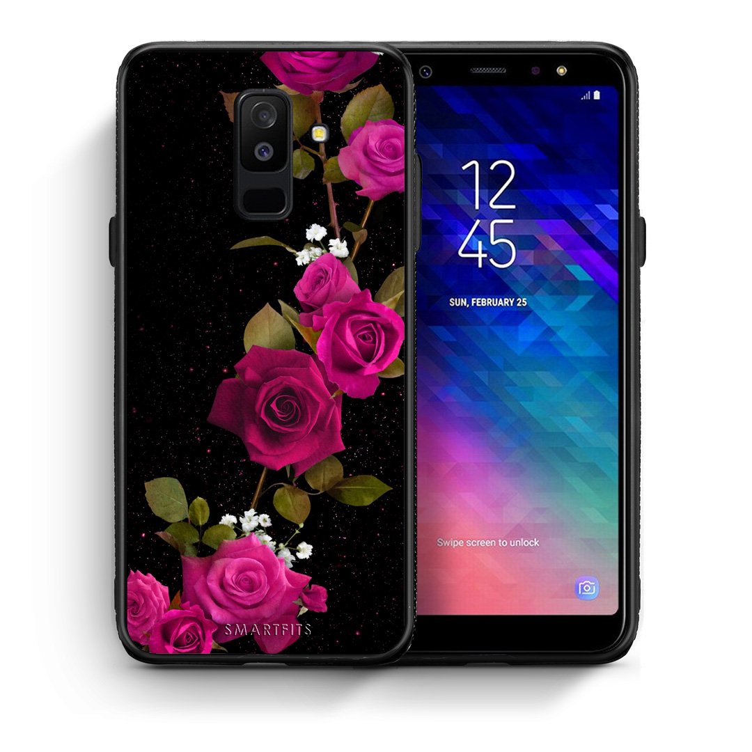 Θήκη Samsung A6+ 2018 Red Roses Flower από τη Smartfits με σχέδιο στο πίσω μέρος και μαύρο περίβλημα | Samsung A6+ 2018 Red Roses Flower case with colorful back and black bezels
