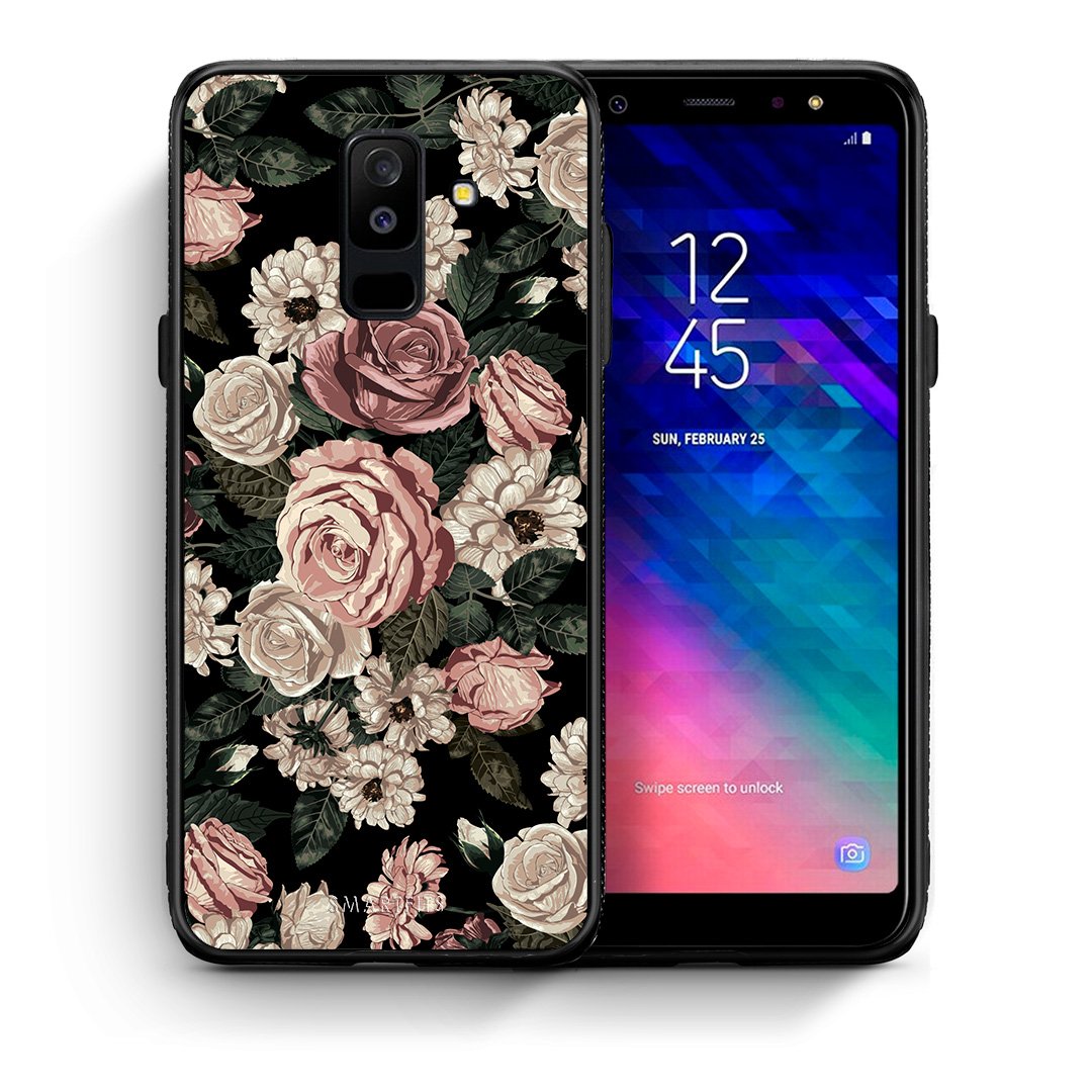 Θήκη Samsung A6+ 2018 Wild Roses Flower από τη Smartfits με σχέδιο στο πίσω μέρος και μαύρο περίβλημα | Samsung A6+ 2018 Wild Roses Flower case with colorful back and black bezels