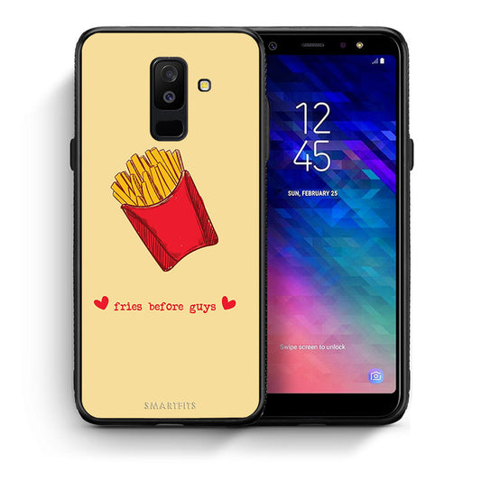 Θήκη Αγίου Βαλεντίνου Samsung A6+ 2018 Fries Before Guys από τη Smartfits με σχέδιο στο πίσω μέρος και μαύρο περίβλημα | Samsung A6+ 2018 Fries Before Guys case with colorful back and black bezels