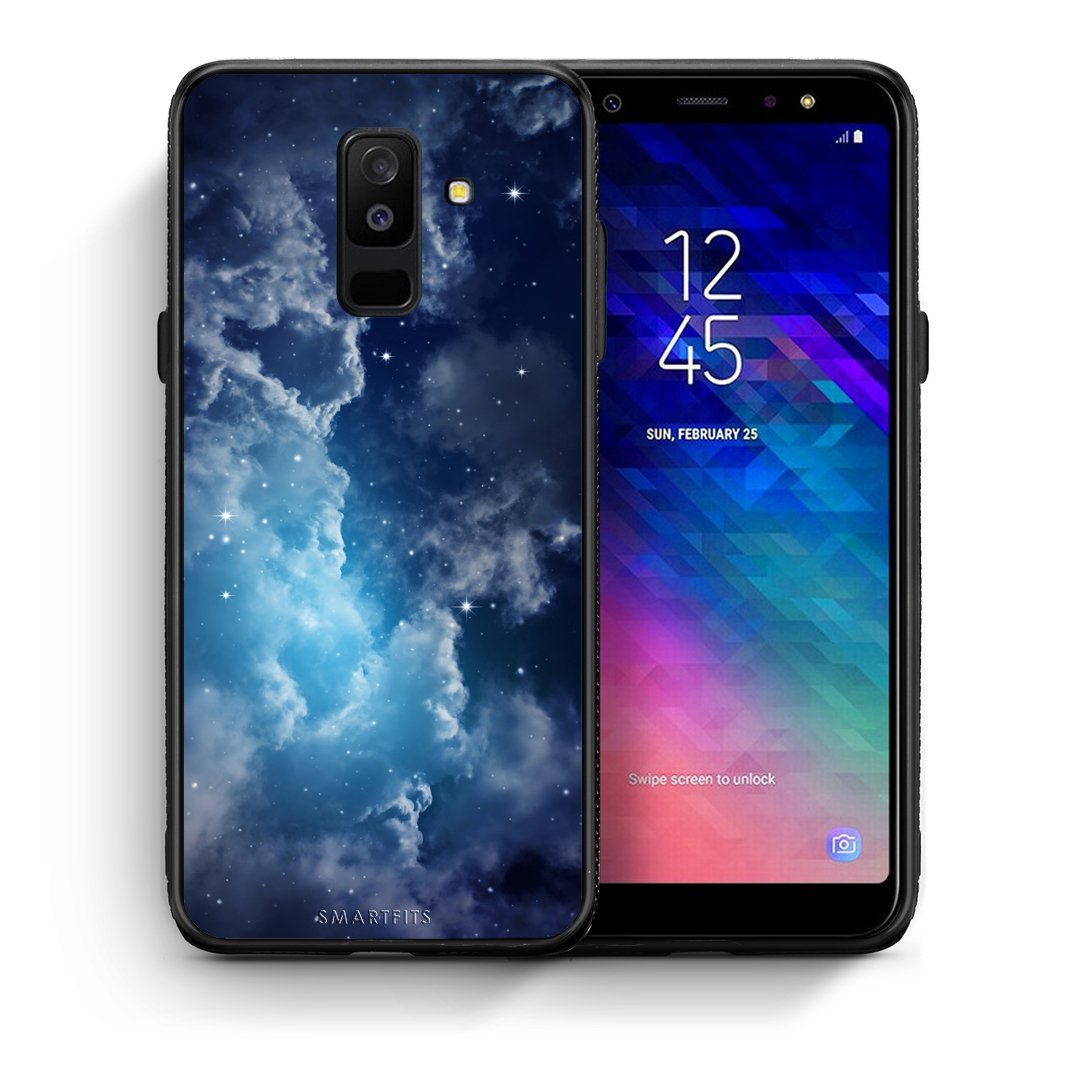 Θήκη Samsung A6+ 2018 Blue Sky Galaxy από τη Smartfits με σχέδιο στο πίσω μέρος και μαύρο περίβλημα | Samsung A6+ 2018 Blue Sky Galaxy case with colorful back and black bezels