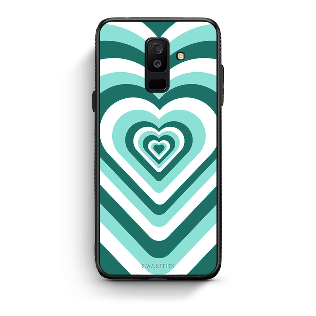 samsung A6 Plus Green Hearts θήκη από τη Smartfits με σχέδιο στο πίσω μέρος και μαύρο περίβλημα | Smartphone case with colorful back and black bezels by Smartfits