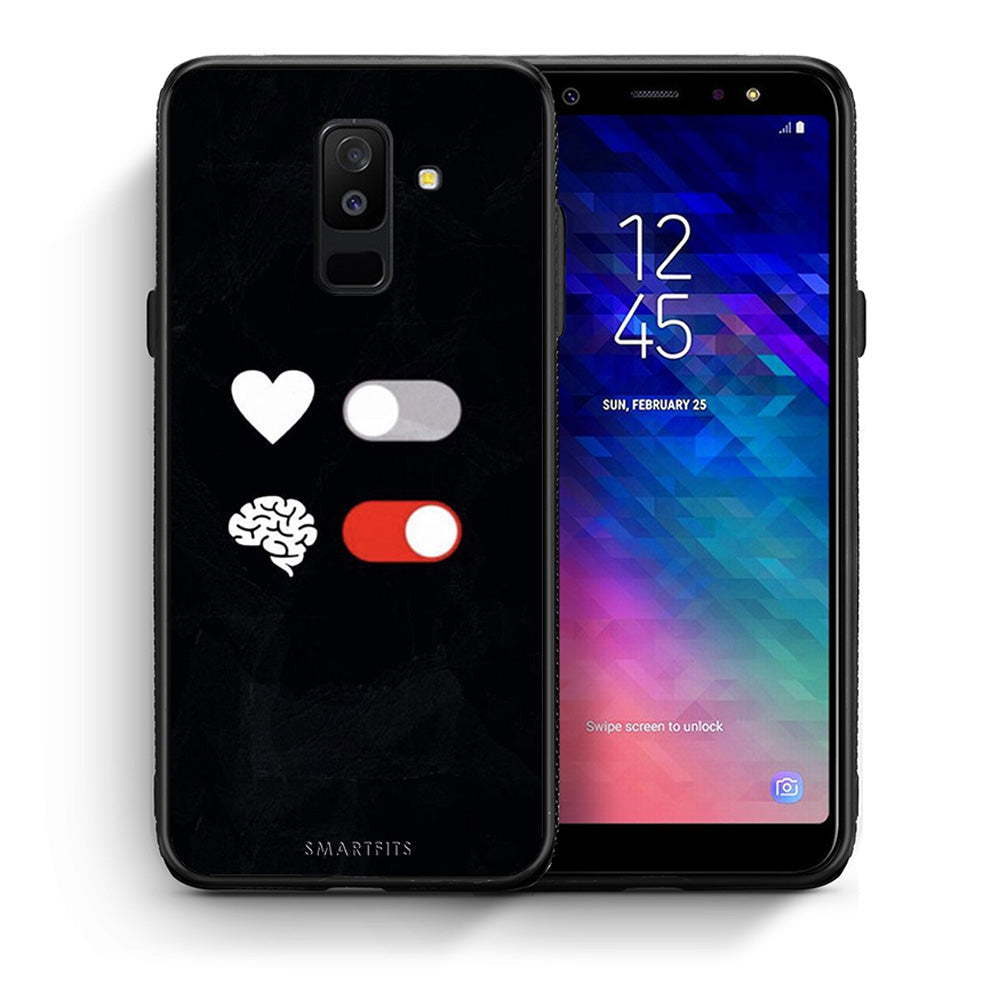 Θήκη Αγίου Βαλεντίνου Samsung A6+ 2018 Heart Vs Brain από τη Smartfits με σχέδιο στο πίσω μέρος και μαύρο περίβλημα | Samsung A6+ 2018 Heart Vs Brain case with colorful back and black bezels