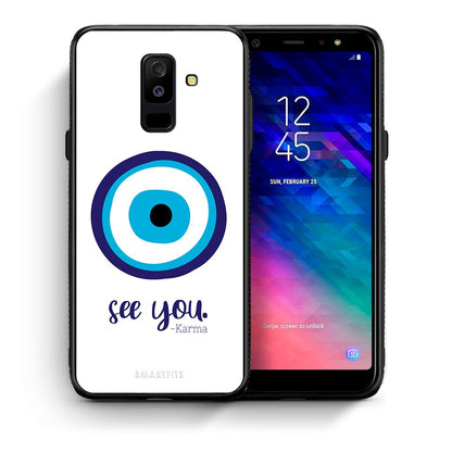 Θήκη Samsung A6+ 2018 Karma Says από τη Smartfits με σχέδιο στο πίσω μέρος και μαύρο περίβλημα | Samsung A6+ 2018 Karma Says case with colorful back and black bezels