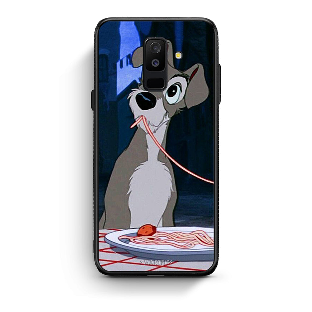 samsung A6 Plus Lady And Tramp 1 Θήκη Αγίου Βαλεντίνου από τη Smartfits με σχέδιο στο πίσω μέρος και μαύρο περίβλημα | Smartphone case with colorful back and black bezels by Smartfits