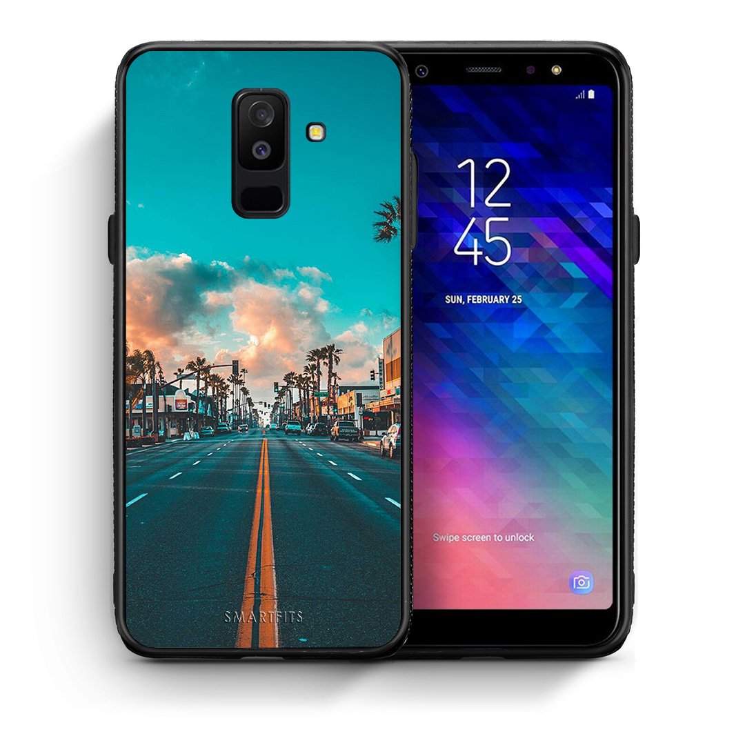 Θήκη Samsung A6+ 2018 City Landscape από τη Smartfits με σχέδιο στο πίσω μέρος και μαύρο περίβλημα | Samsung A6+ 2018 City Landscape case with colorful back and black bezels