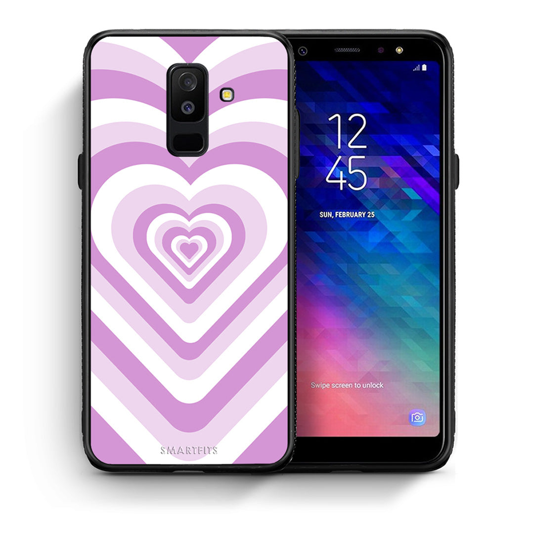 Θήκη Samsung A6+ 2018 Lilac Hearts από τη Smartfits με σχέδιο στο πίσω μέρος και μαύρο περίβλημα | Samsung A6+ 2018 Lilac Hearts case with colorful back and black bezels