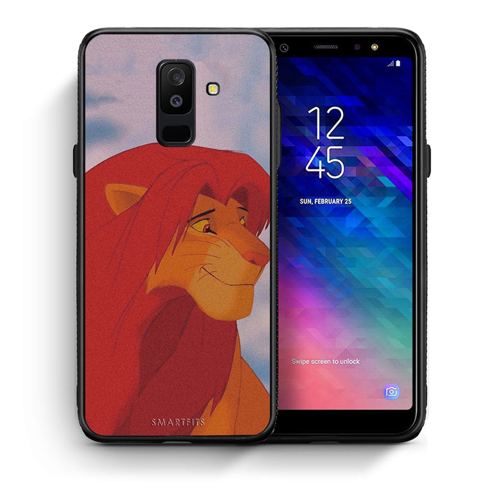 Θήκη Αγίου Βαλεντίνου Samsung A6+ 2018 Lion Love 1 από τη Smartfits με σχέδιο στο πίσω μέρος και μαύρο περίβλημα | Samsung A6+ 2018 Lion Love 1 case with colorful back and black bezels