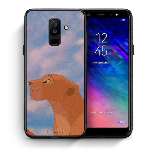 Θήκη Αγίου Βαλεντίνου Samsung A6+ 2018 Lion Love 2 από τη Smartfits με σχέδιο στο πίσω μέρος και μαύρο περίβλημα | Samsung A6+ 2018 Lion Love 2 case with colorful back and black bezels