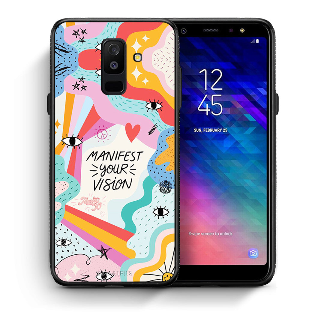 Θήκη Samsung A6+ 2018 Manifest Your Vision από τη Smartfits με σχέδιο στο πίσω μέρος και μαύρο περίβλημα | Samsung A6+ 2018 Manifest Your Vision case with colorful back and black bezels