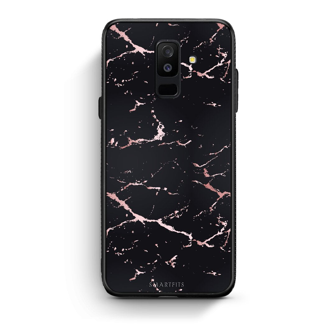 4 - samsung galaxy A6 Plus  Black Rosegold Marble case, cover, bumper