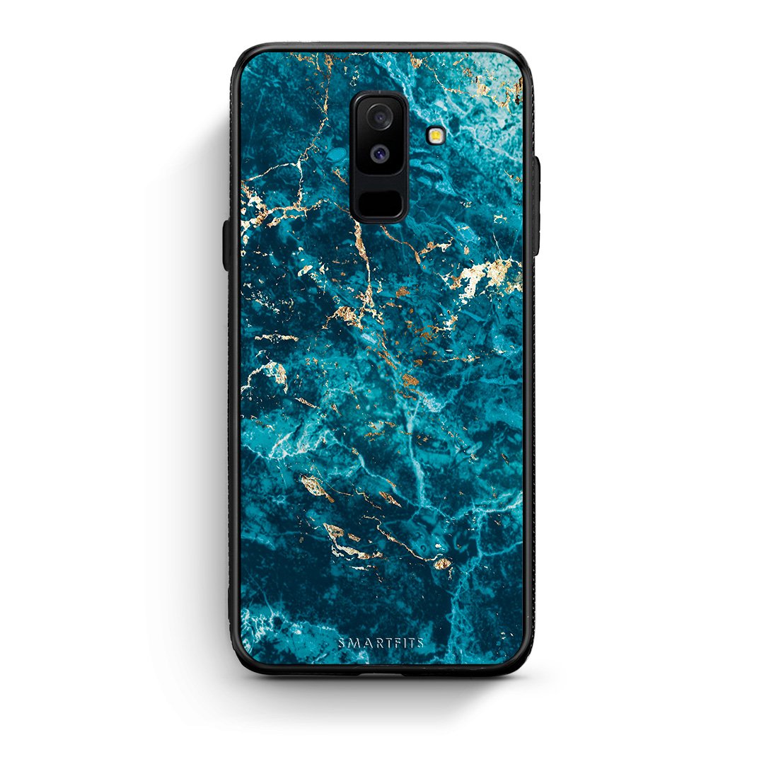 samsung A6 Plus Marble Blue θήκη από τη Smartfits με σχέδιο στο πίσω μέρος και μαύρο περίβλημα | Smartphone case with colorful back and black bezels by Smartfits