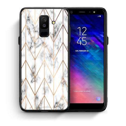 Θήκη Samsung A6+ 2018 Gold Geometric Marble από τη Smartfits με σχέδιο στο πίσω μέρος και μαύρο περίβλημα | Samsung A6+ 2018 Gold Geometric Marble case with colorful back and black bezels
