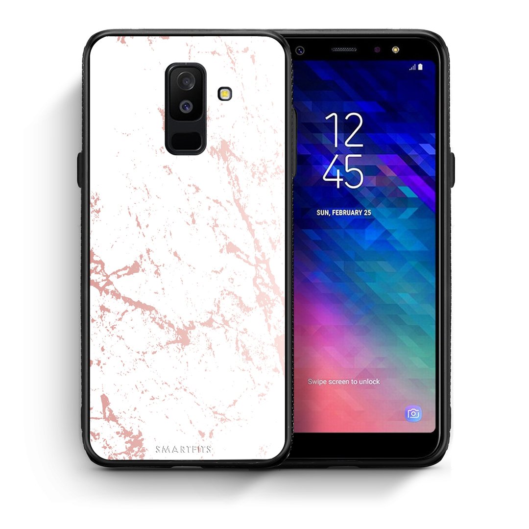 Θήκη Samsung A6+ 2018 Pink Splash Marble από τη Smartfits με σχέδιο στο πίσω μέρος και μαύρο περίβλημα | Samsung A6+ 2018 Pink Splash Marble case with colorful back and black bezels