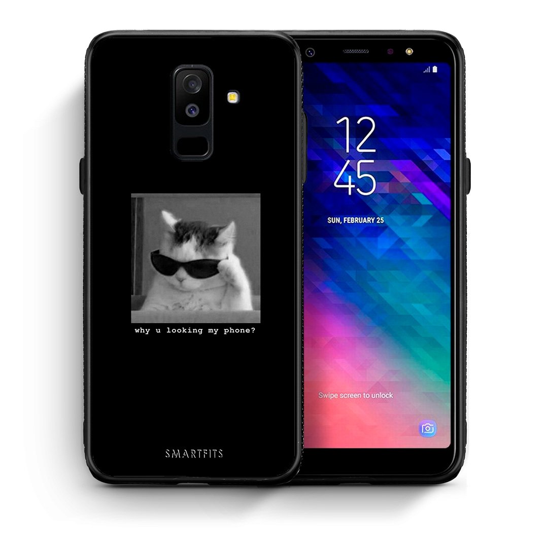 Θήκη Samsung A6+ 2018 Meme Cat από τη Smartfits με σχέδιο στο πίσω μέρος και μαύρο περίβλημα | Samsung A6+ 2018 Meme Cat case with colorful back and black bezels