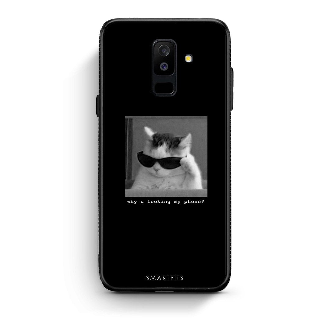samsung A6 Plus Meme Cat θήκη από τη Smartfits με σχέδιο στο πίσω μέρος και μαύρο περίβλημα | Smartphone case with colorful back and black bezels by Smartfits