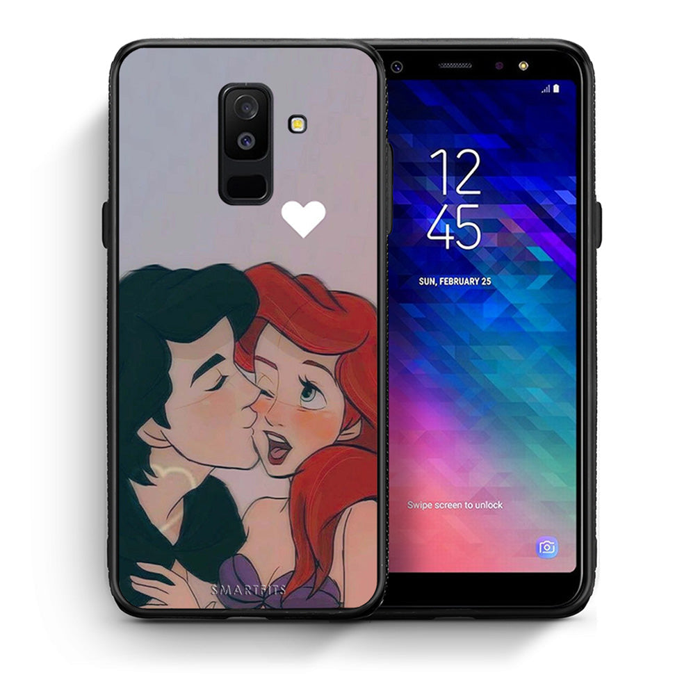Θήκη Αγίου Βαλεντίνου Samsung A6+ 2018 Mermaid Love από τη Smartfits με σχέδιο στο πίσω μέρος και μαύρο περίβλημα | Samsung A6+ 2018 Mermaid Love case with colorful back and black bezels
