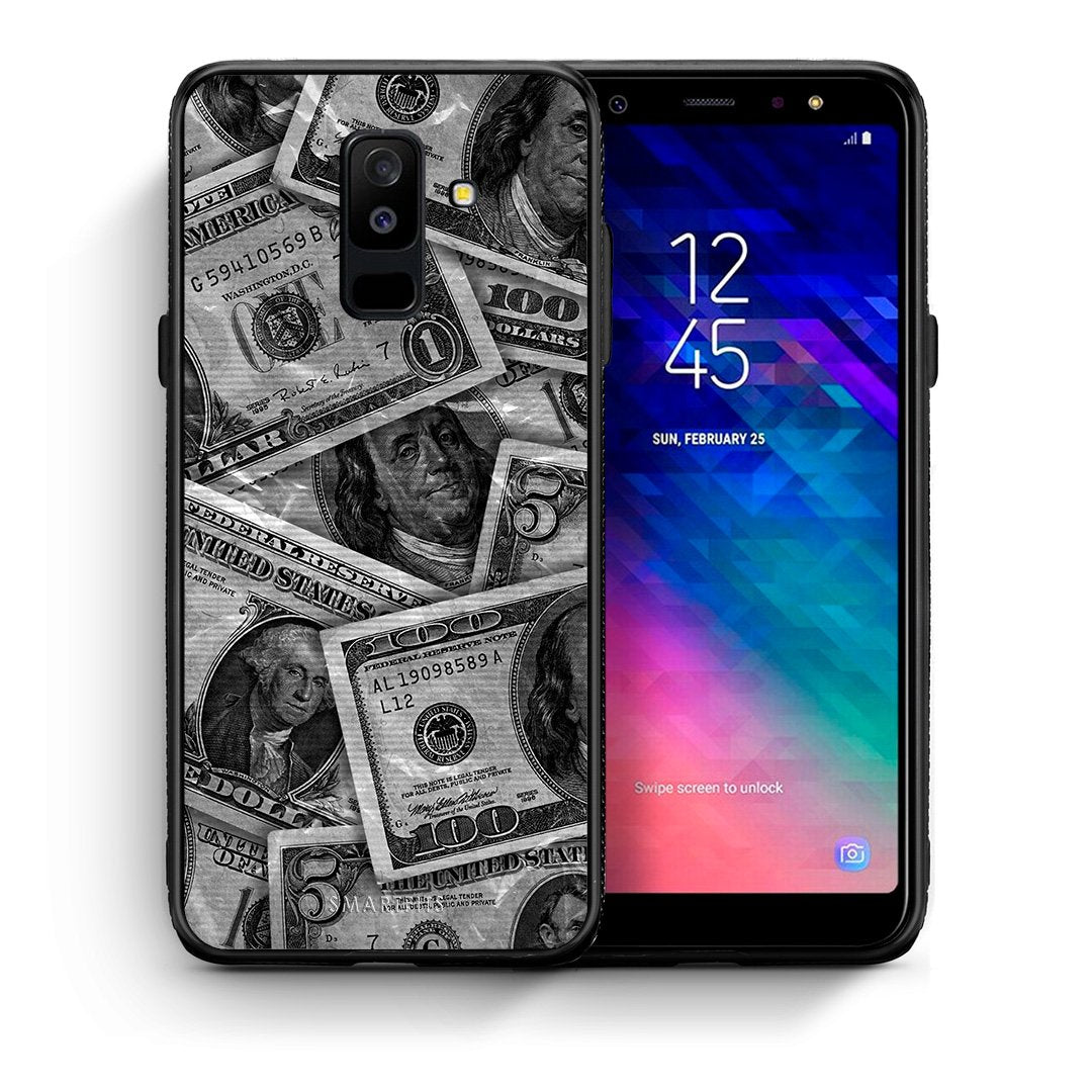 Θήκη Samsung A6+ 2018 Money Dollars από τη Smartfits με σχέδιο στο πίσω μέρος και μαύρο περίβλημα | Samsung A6+ 2018 Money Dollars case with colorful back and black bezels