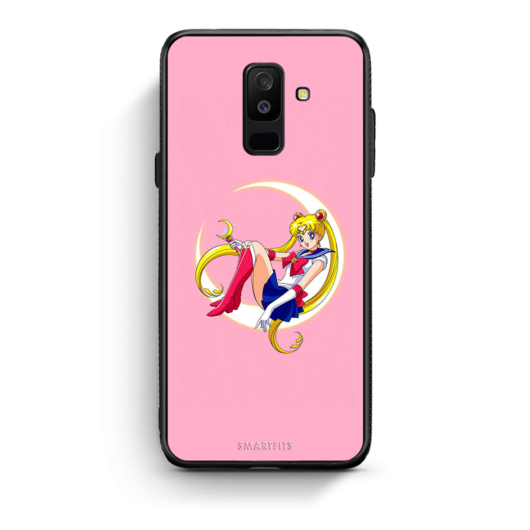 samsung A6 Plus Moon Girl θήκη από τη Smartfits με σχέδιο στο πίσω μέρος και μαύρο περίβλημα | Smartphone case with colorful back and black bezels by Smartfits