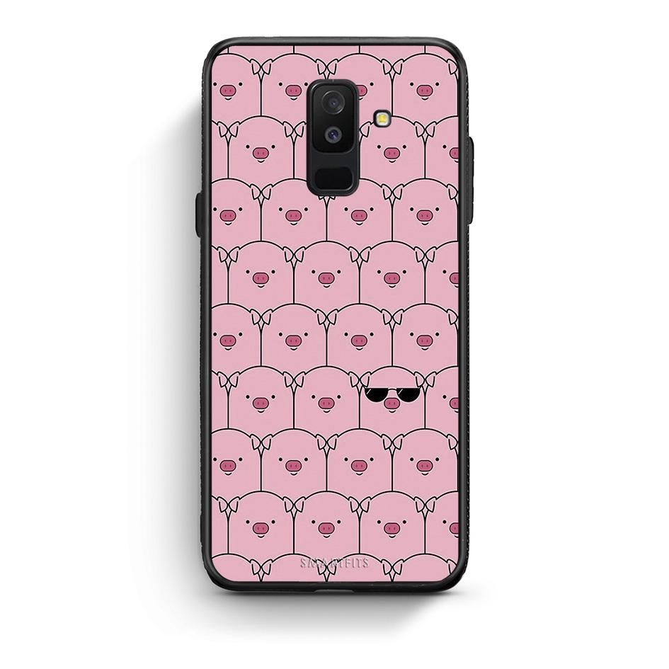 samsung A6 Plus Pig Glasses θήκη από τη Smartfits με σχέδιο στο πίσω μέρος και μαύρο περίβλημα | Smartphone case with colorful back and black bezels by Smartfits