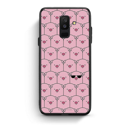 samsung A6 Plus Pig Glasses θήκη από τη Smartfits με σχέδιο στο πίσω μέρος και μαύρο περίβλημα | Smartphone case with colorful back and black bezels by Smartfits