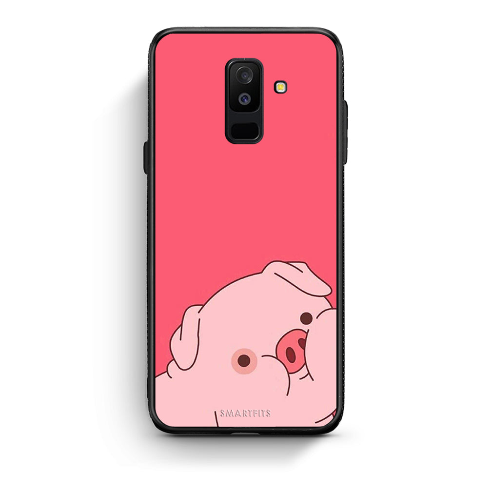 samsung A6 Plus Pig Love 1 Θήκη Αγίου Βαλεντίνου από τη Smartfits με σχέδιο στο πίσω μέρος και μαύρο περίβλημα | Smartphone case with colorful back and black bezels by Smartfits