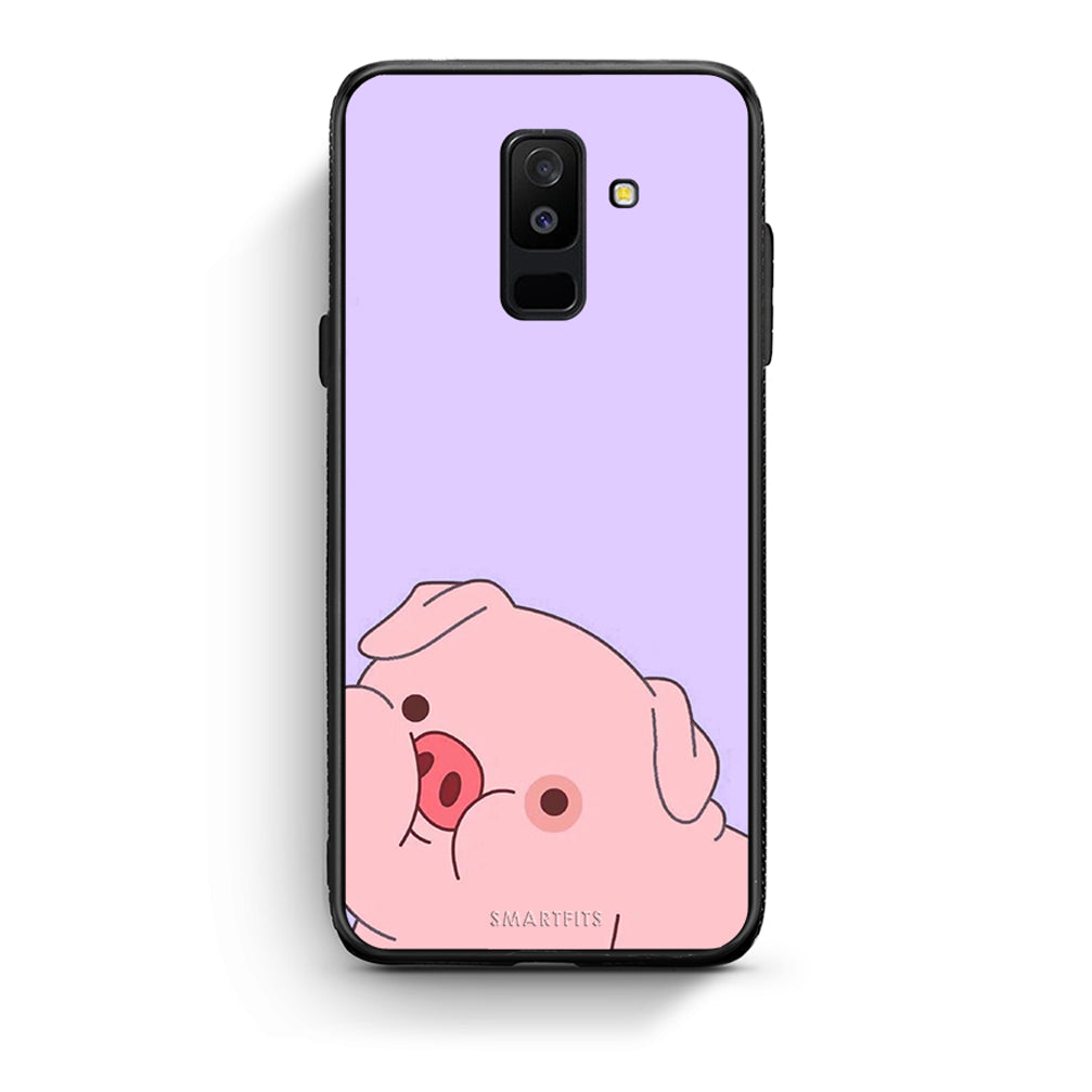 samsung A6 Plus Pig Love 2 Θήκη Αγίου Βαλεντίνου από τη Smartfits με σχέδιο στο πίσω μέρος και μαύρο περίβλημα | Smartphone case with colorful back and black bezels by Smartfits