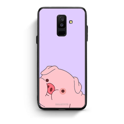 samsung A6 Plus Pig Love 2 Θήκη Αγίου Βαλεντίνου από τη Smartfits με σχέδιο στο πίσω μέρος και μαύρο περίβλημα | Smartphone case with colorful back and black bezels by Smartfits