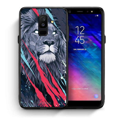 Θήκη Samsung A6+ 2018 Lion Designer PopArt από τη Smartfits με σχέδιο στο πίσω μέρος και μαύρο περίβλημα | Samsung A6+ 2018 Lion Designer PopArt case with colorful back and black bezels