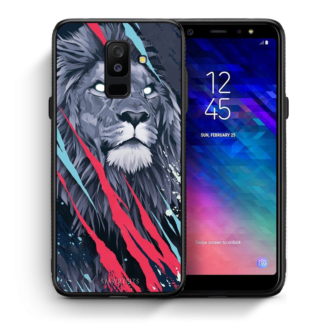 Θήκη Samsung A6+ 2018 Lion Designer PopArt από τη Smartfits με σχέδιο στο πίσω μέρος και μαύρο περίβλημα | Samsung A6+ 2018 Lion Designer PopArt case with colorful back and black bezels