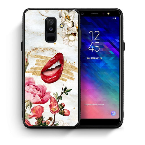 Θήκη Samsung A6+ 2018 Red Lips από τη Smartfits με σχέδιο στο πίσω μέρος και μαύρο περίβλημα | Samsung A6+ 2018 Red Lips case with colorful back and black bezels