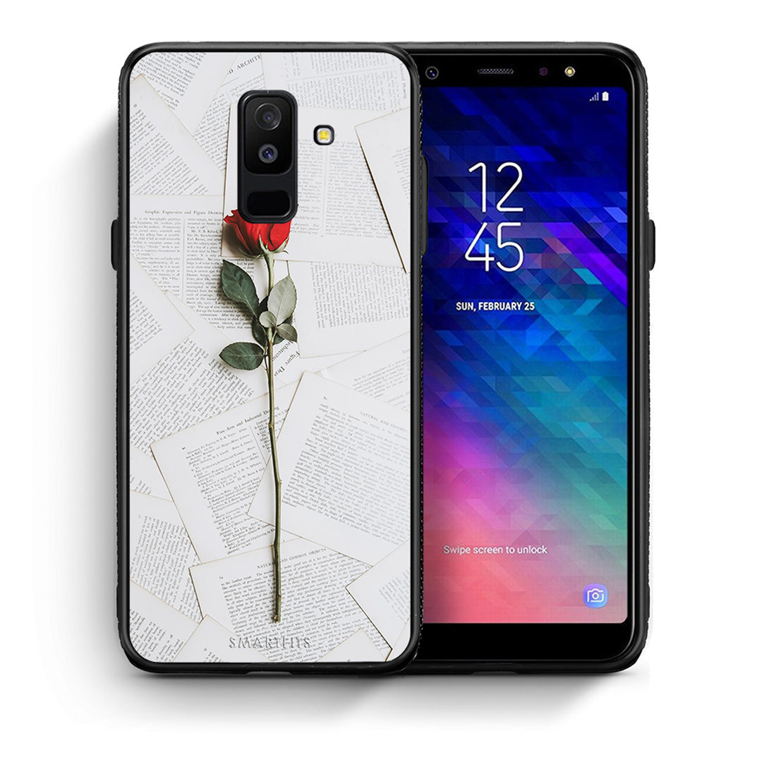 Θήκη Samsung A6+ 2018 Red Rose από τη Smartfits με σχέδιο στο πίσω μέρος και μαύρο περίβλημα | Samsung A6+ 2018 Red Rose case with colorful back and black bezels