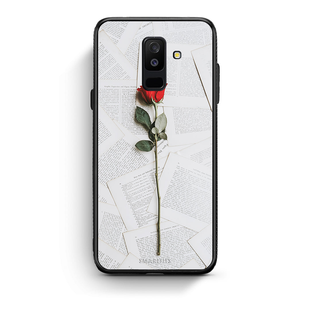 samsung A6 Plus Red Rose θήκη από τη Smartfits με σχέδιο στο πίσω μέρος και μαύρο περίβλημα | Smartphone case with colorful back and black bezels by Smartfits