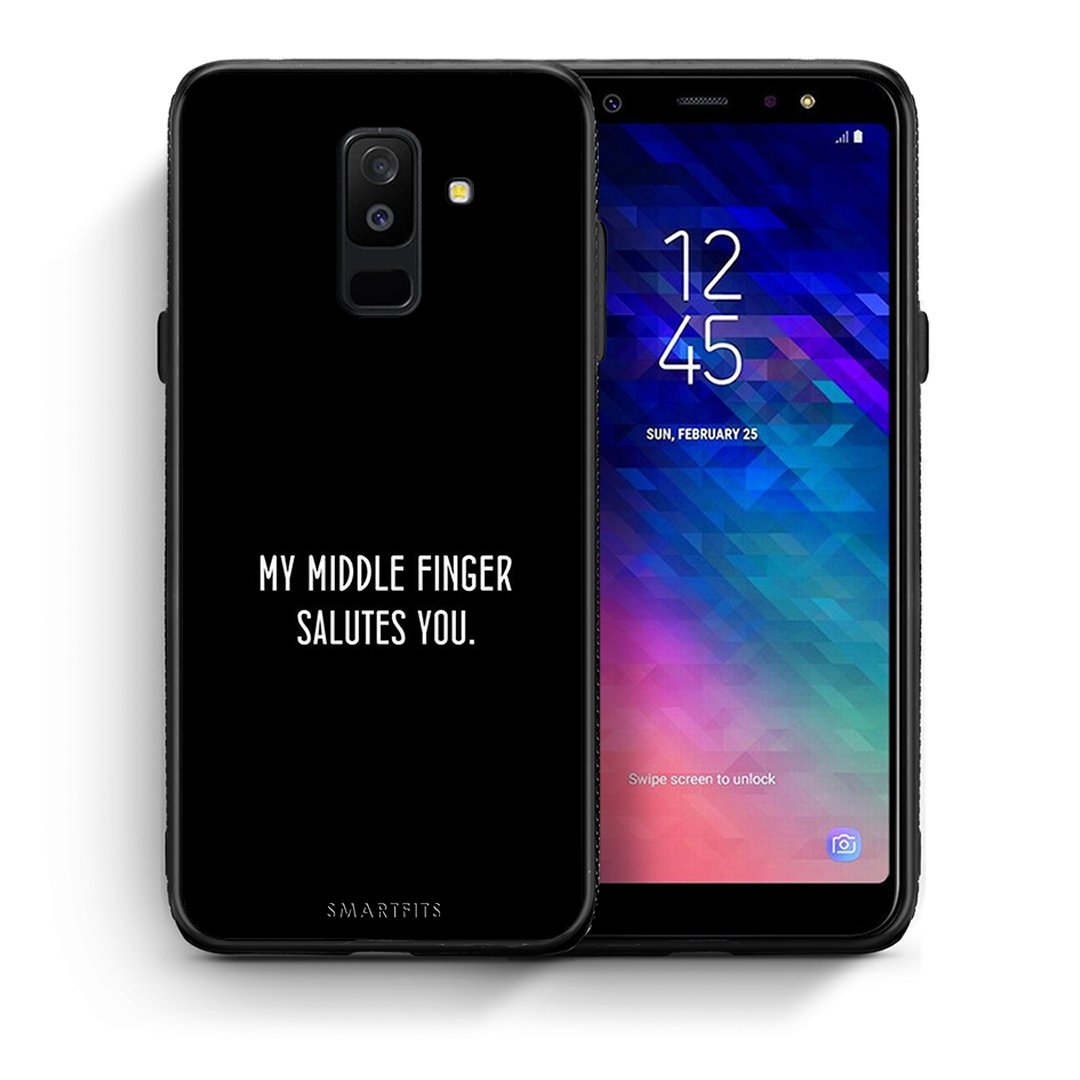 Θήκη Samsung A6+ 2018 Salute από τη Smartfits με σχέδιο στο πίσω μέρος και μαύρο περίβλημα | Samsung A6+ 2018 Salute case with colorful back and black bezels