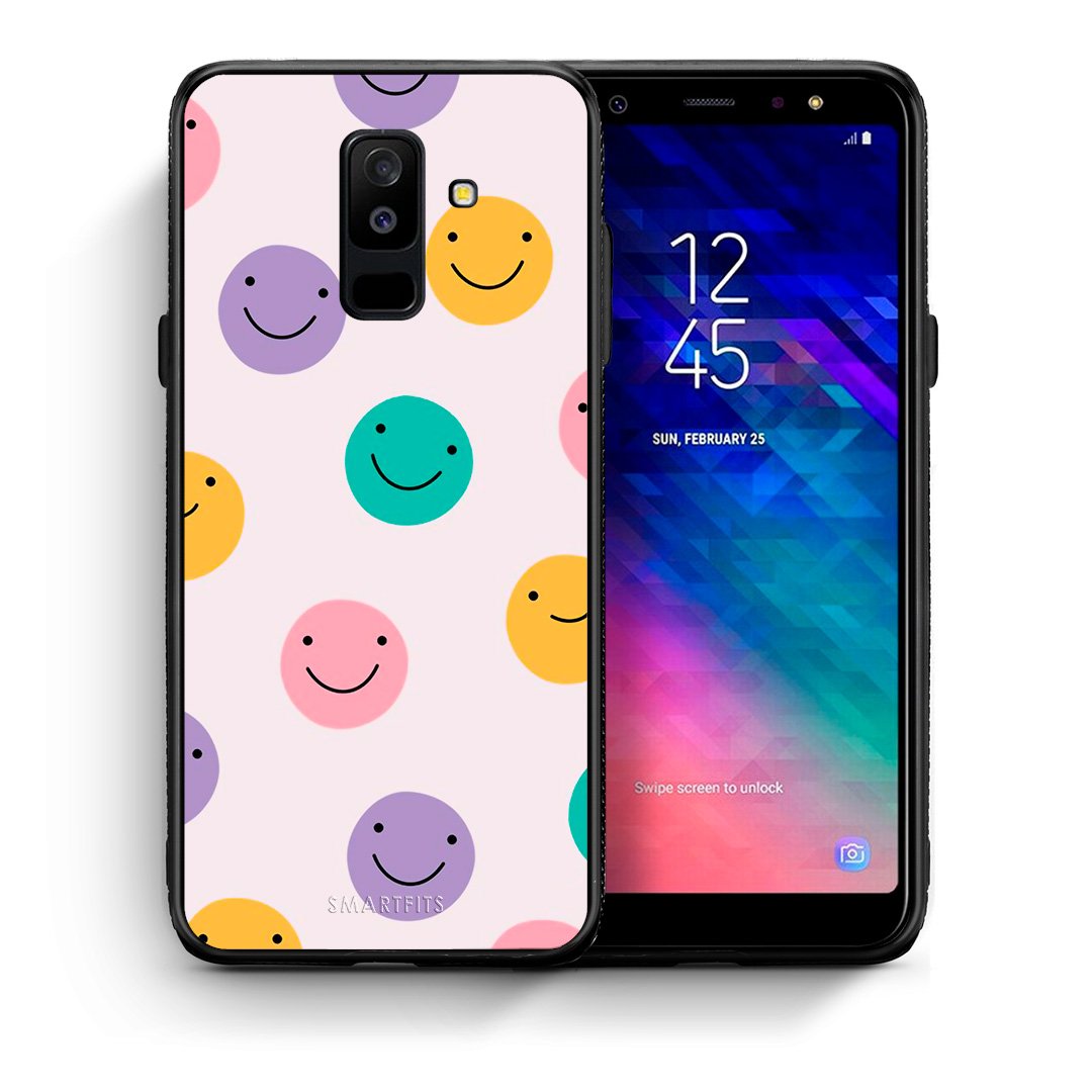 Θήκη Samsung A6+ 2018 Smiley Faces από τη Smartfits με σχέδιο στο πίσω μέρος και μαύρο περίβλημα | Samsung A6+ 2018 Smiley Faces case with colorful back and black bezels