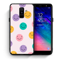 Thumbnail for Θήκη Samsung A6+ 2018 Smiley Faces από τη Smartfits με σχέδιο στο πίσω μέρος και μαύρο περίβλημα | Samsung A6+ 2018 Smiley Faces case with colorful back and black bezels