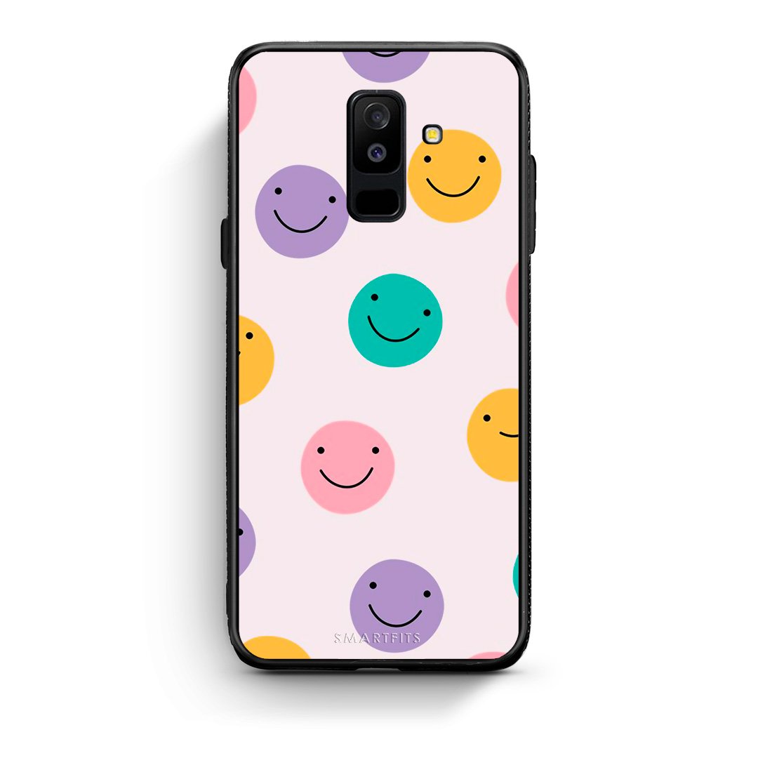 samsung A6 Plus Smiley Faces θήκη από τη Smartfits με σχέδιο στο πίσω μέρος και μαύρο περίβλημα | Smartphone case with colorful back and black bezels by Smartfits