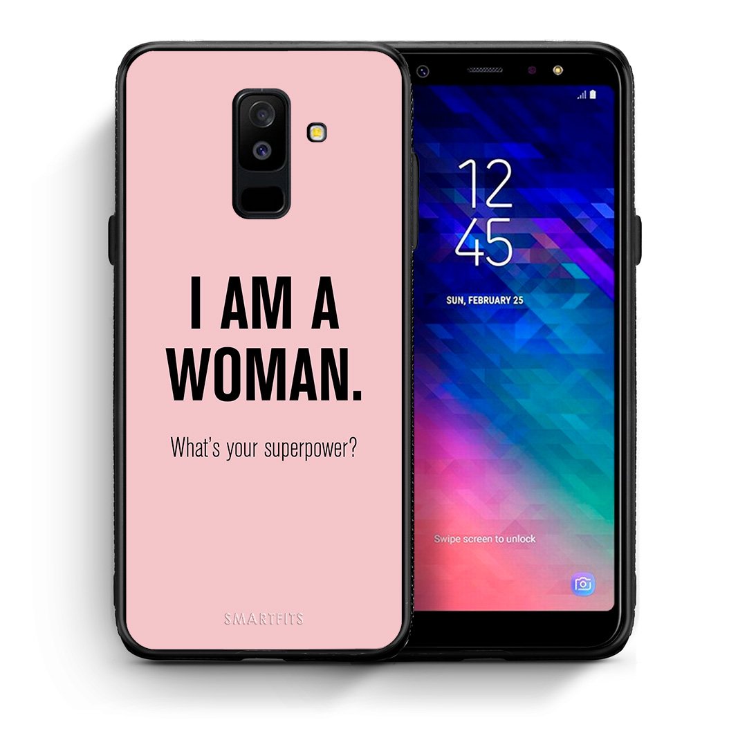 Θήκη Samsung A6+ 2018 Superpower Woman από τη Smartfits με σχέδιο στο πίσω μέρος και μαύρο περίβλημα | Samsung A6+ 2018 Superpower Woman case with colorful back and black bezels