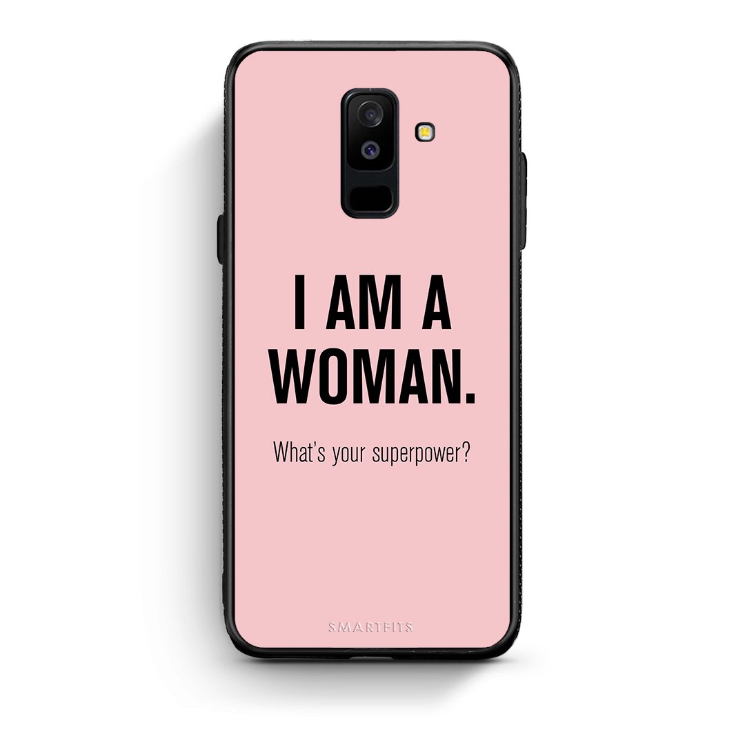 samsung A6 Plus Superpower Woman θήκη από τη Smartfits με σχέδιο στο πίσω μέρος και μαύρο περίβλημα | Smartphone case with colorful back and black bezels by Smartfits