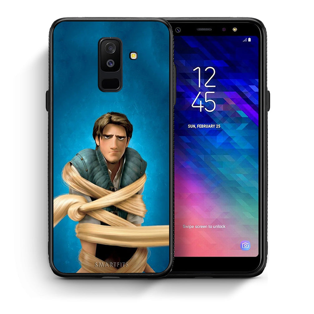 Θήκη Αγίου Βαλεντίνου Samsung A6+ 2018 Tangled 1 από τη Smartfits με σχέδιο στο πίσω μέρος και μαύρο περίβλημα | Samsung A6+ 2018 Tangled 1 case with colorful back and black bezels