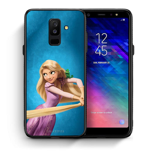 Θήκη Αγίου Βαλεντίνου Samsung A6+ 2018 Tangled 2 από τη Smartfits με σχέδιο στο πίσω μέρος και μαύρο περίβλημα | Samsung A6+ 2018 Tangled 2 case with colorful back and black bezels
