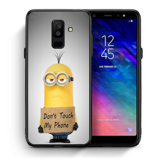Θήκη Samsung A6+ 2018 Minion Text από τη Smartfits με σχέδιο στο πίσω μέρος και μαύρο περίβλημα | Samsung A6+ 2018 Minion Text case with colorful back and black bezels