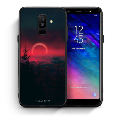 Θήκη Samsung A6+ 2018 Sunset Tropic από τη Smartfits με σχέδιο στο πίσω μέρος και μαύρο περίβλημα | Samsung A6+ 2018 Sunset Tropic case with colorful back and black bezels