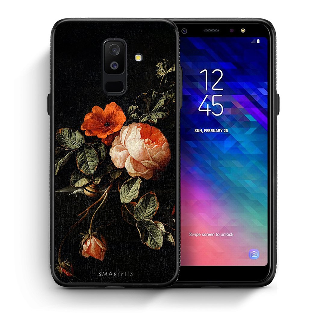 Θήκη Samsung A6+ 2018 Vintage Roses από τη Smartfits με σχέδιο στο πίσω μέρος και μαύρο περίβλημα | Samsung A6+ 2018 Vintage Roses case with colorful back and black bezels