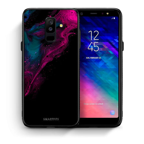 Θήκη Samsung A6+ 2018 Pink Black Watercolor από τη Smartfits με σχέδιο στο πίσω μέρος και μαύρο περίβλημα | Samsung A6+ 2018 Pink Black Watercolor case with colorful back and black bezels