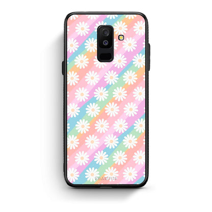 samsung A6 Plus White Daisies θήκη από τη Smartfits με σχέδιο στο πίσω μέρος και μαύρο περίβλημα | Smartphone case with colorful back and black bezels by Smartfits